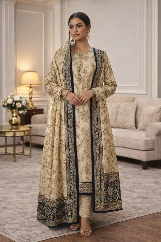 Swiss Lawn Unstitched 3 Piece Suit - A1406